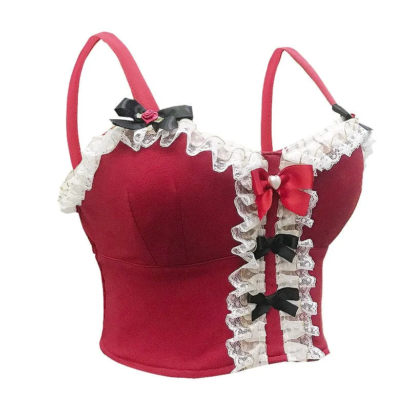 INS RETRO FRENCH WINE RED SWEET SEXY CAMISOLE TOP BY60011