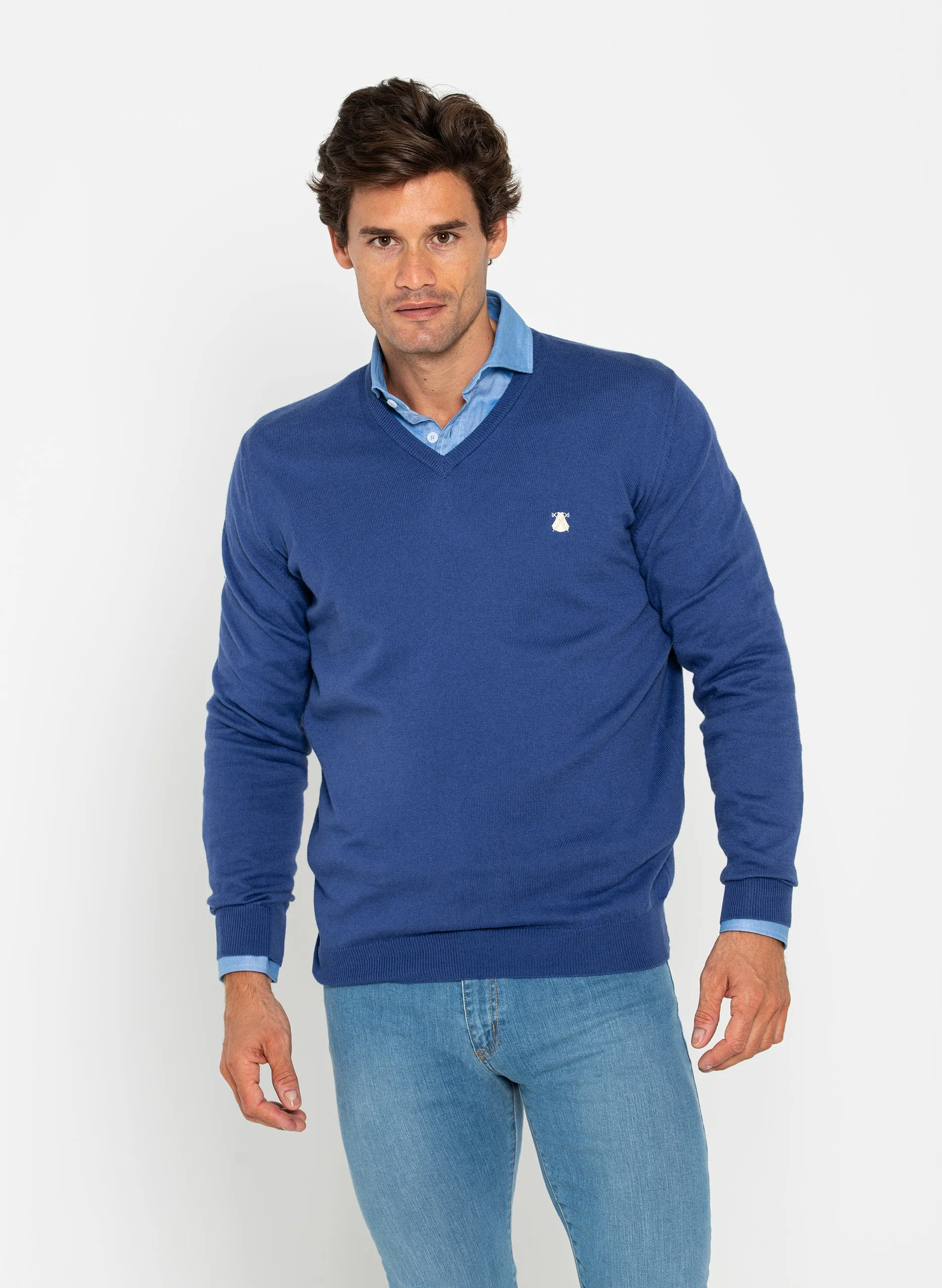 Jersey Pico Hombre Azulón Cashmere