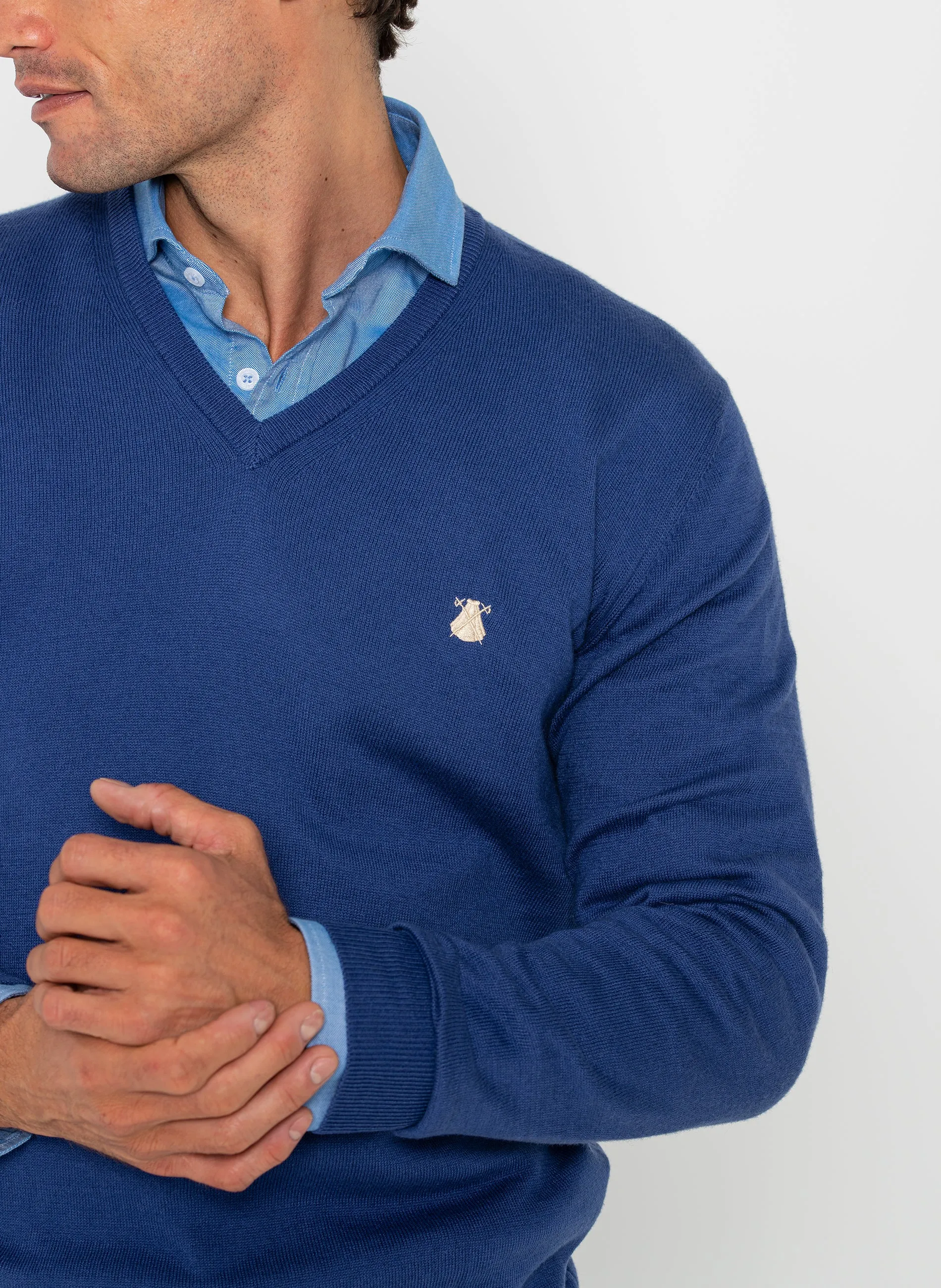 Jersey Pico Hombre Azulón Cashmere