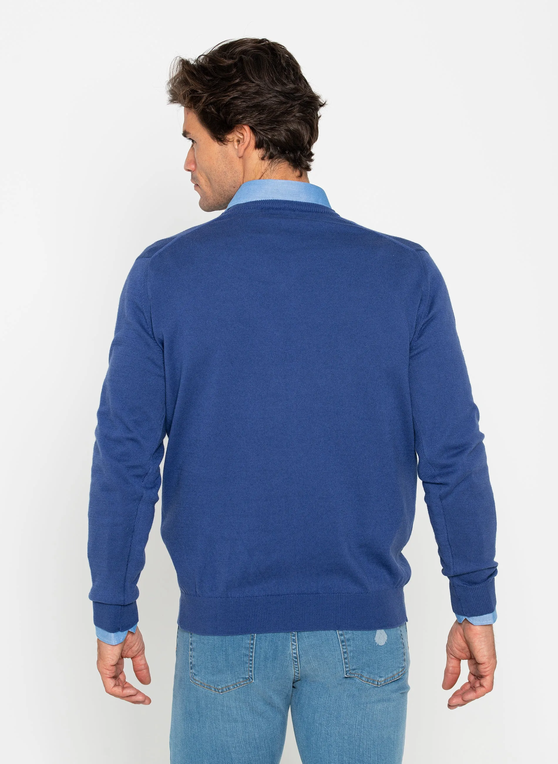 Jersey Pico Hombre Azulón Cashmere