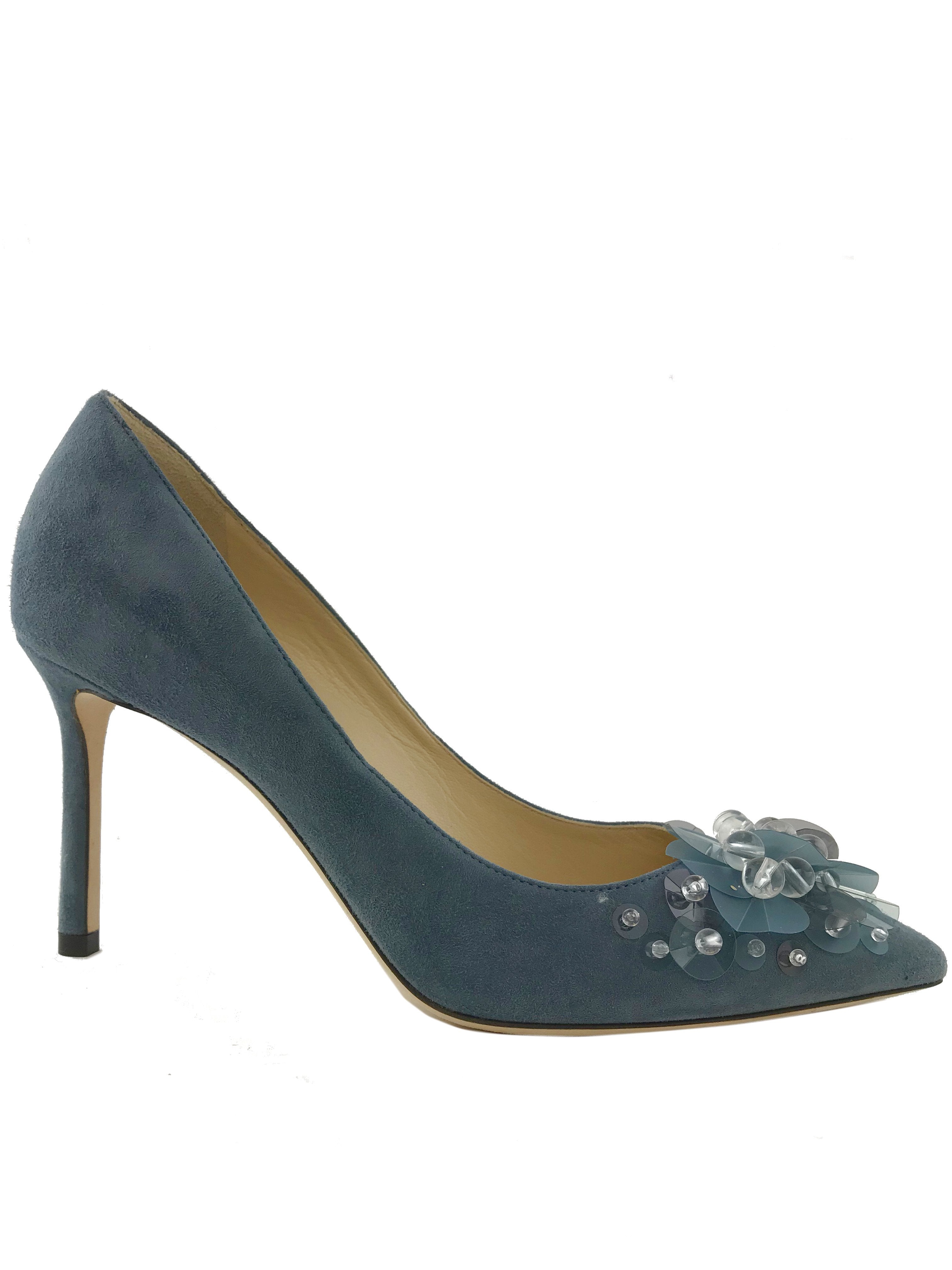 Jimmy Choo Romy Suede Flower Pump Size 7.5