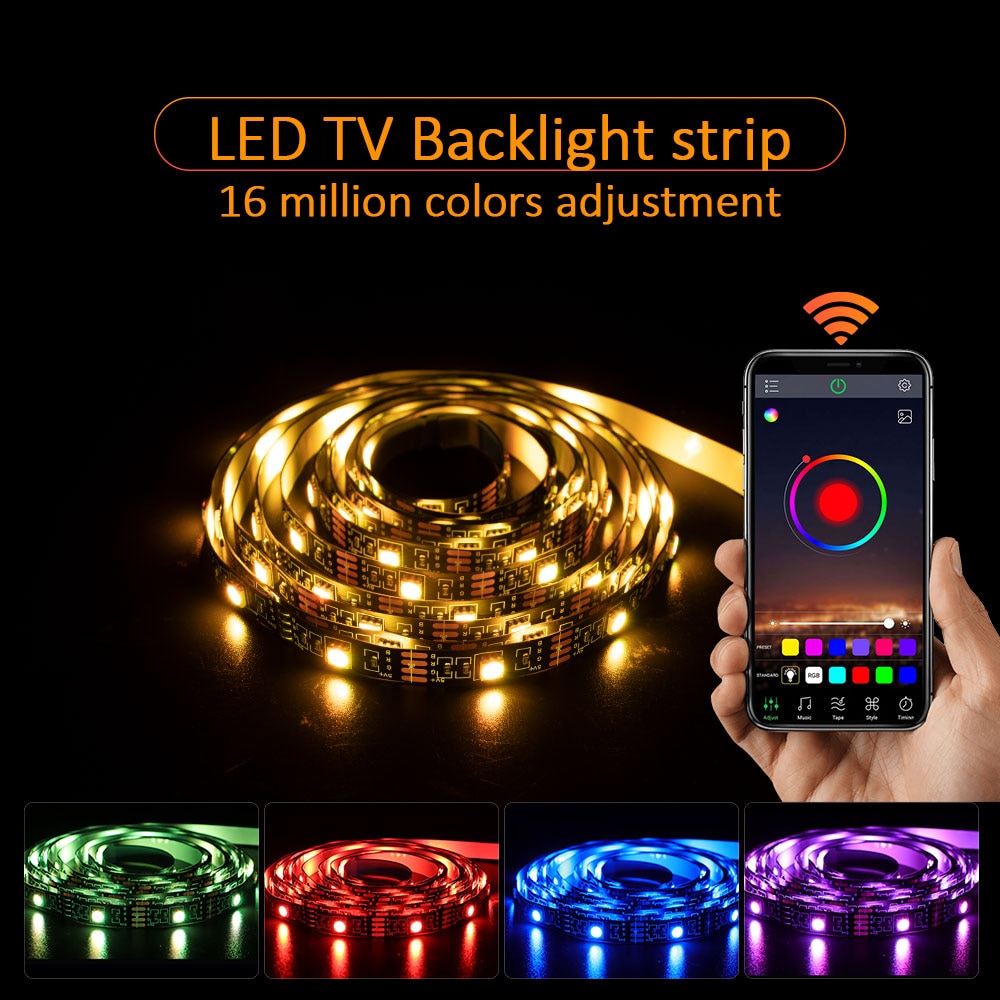 LED Strip RGB Light + Bluetooth APP Control, Backlight for TV