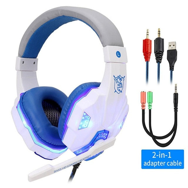 Light Gamer Headset for Computer PS4 Gaming Headphones Adjustable