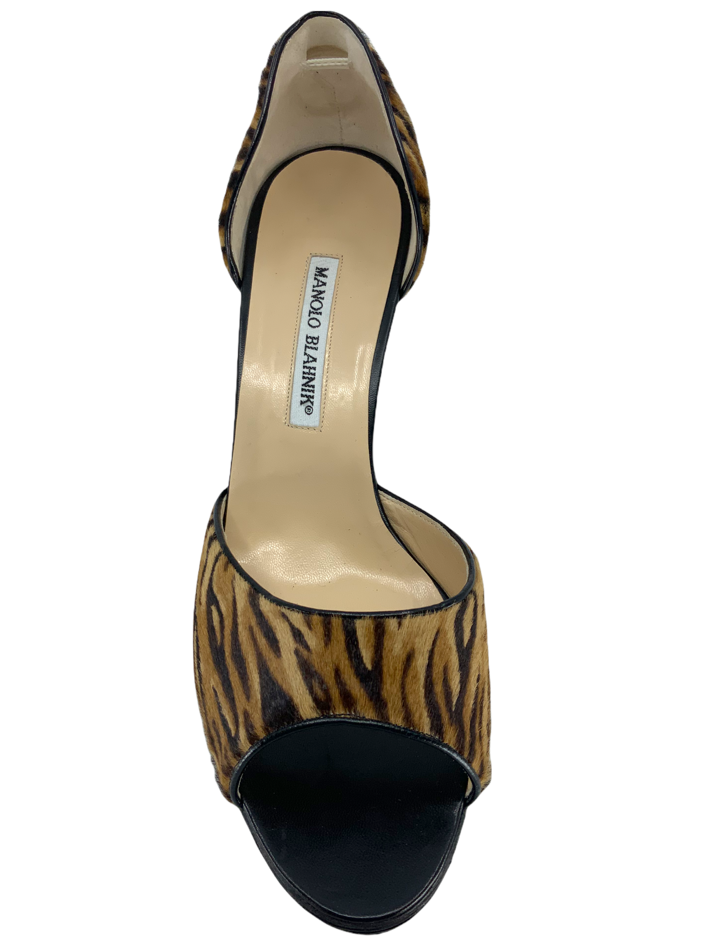 Manolo Blahnik Animal Print Pony Hair D'Orsay Pump Size 10.5