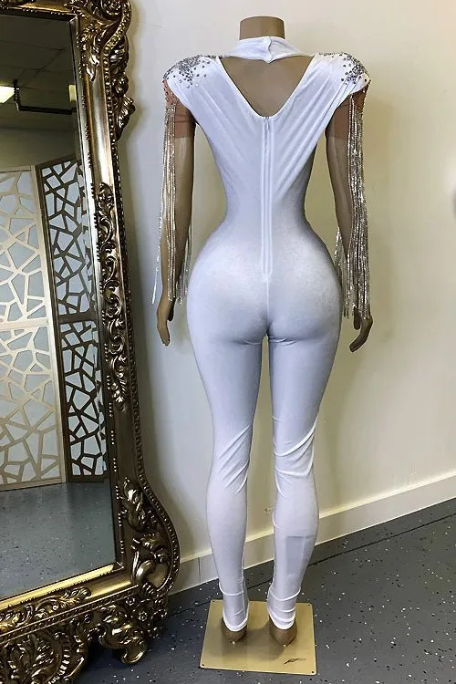 Micah White Diamante Bodysuit(Ready To Ship)