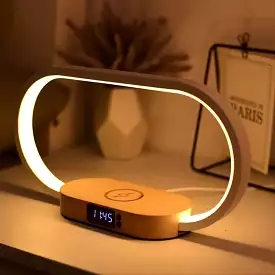 Multifunction Wireless Charger Pad Stand Clock LED Desk Lamp Night Light USB Port Fast Charging Station Dock for Iphone Samsung