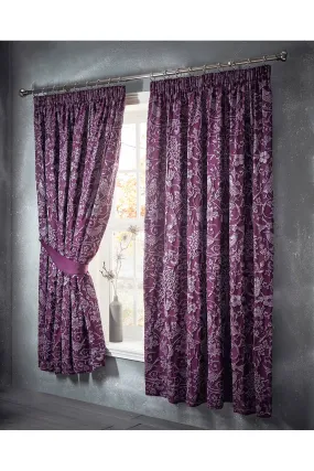 Oak Tree Pleat Lined Curtains 66 x 72 - Plum