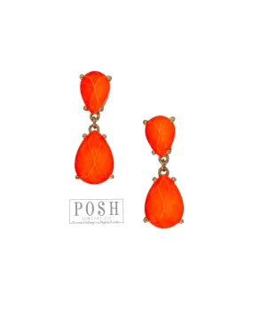 Posh Neon Orange Drop Earrings