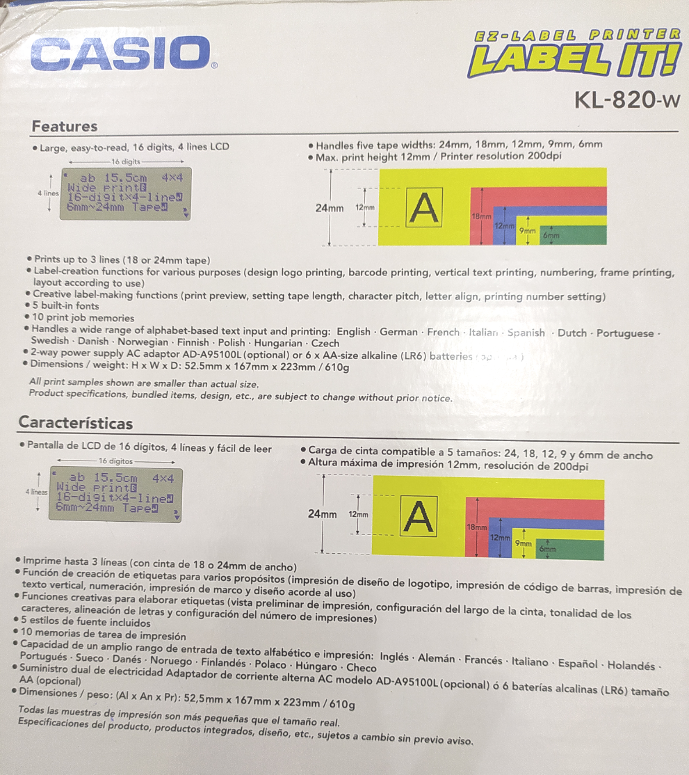 Protable English Label Printer KL-820 Digital Sticker Machine Price Tag Print Printing Label Paper Width 6mm/9mm/12mm/18mm/24mm