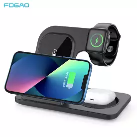 Qi Wireless Charger Stand For iPhone 13 12 11 XS XR 8 3 In 1 15W Fast Charging