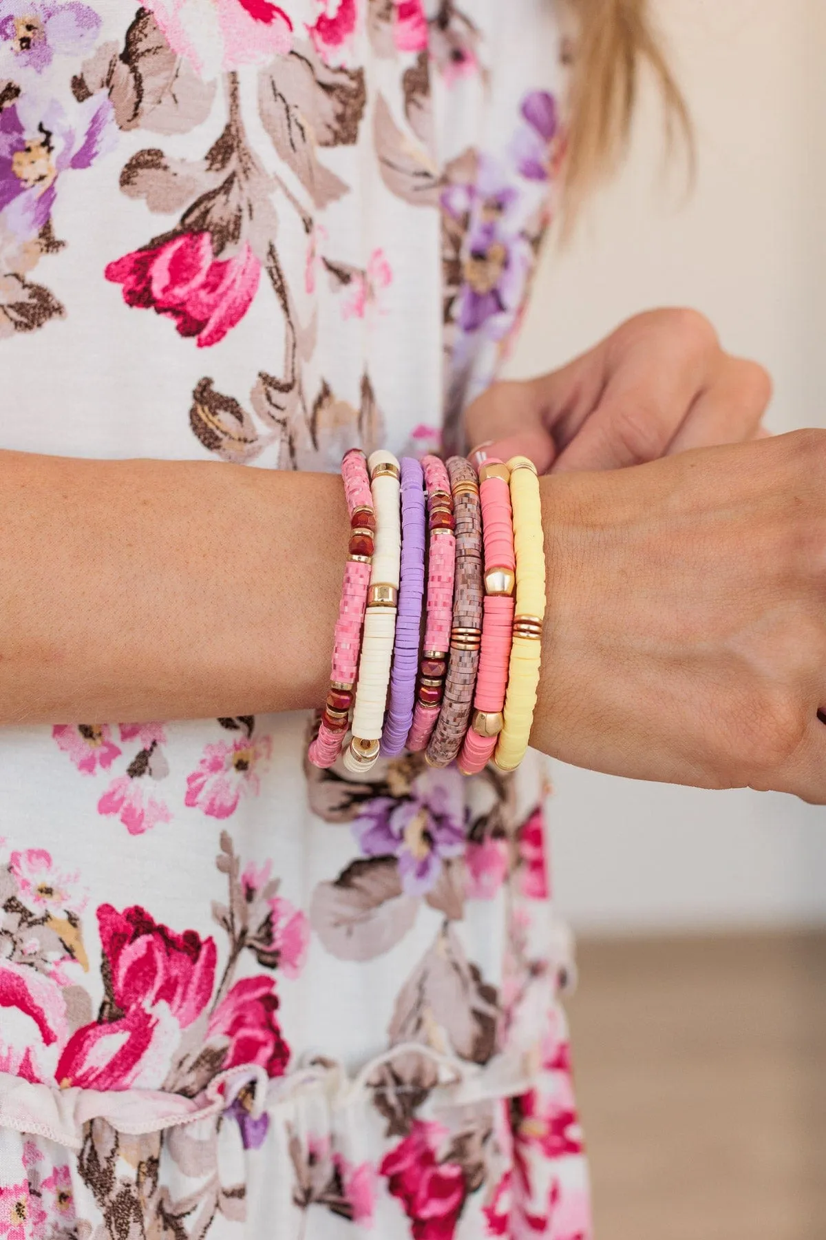 Ready For The Day Bracelet Set- Pink