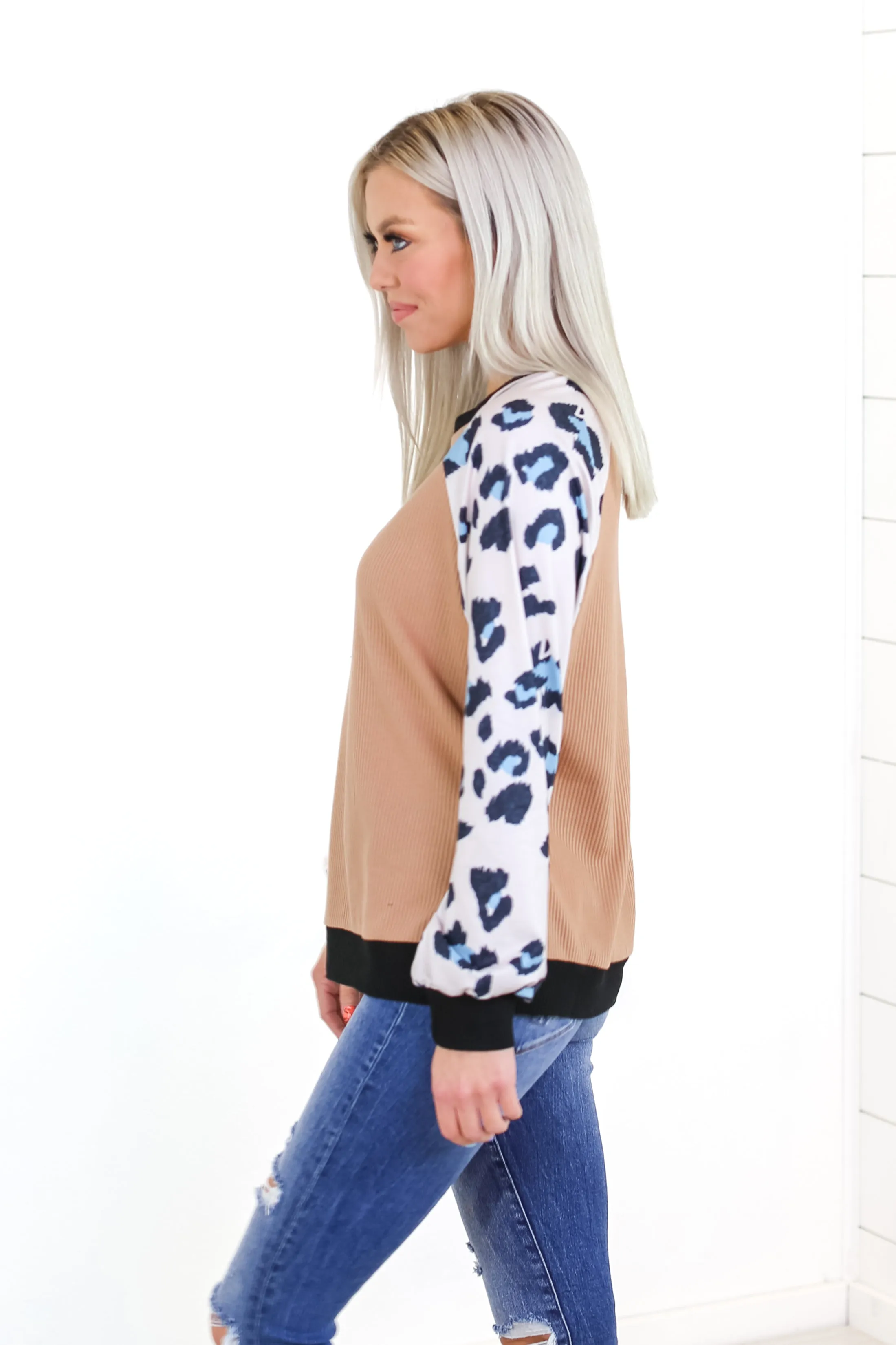 Ready To Rock Leopard Sleeve Top