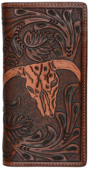 Rodeo Wallet Tan Floral W/Steer Head