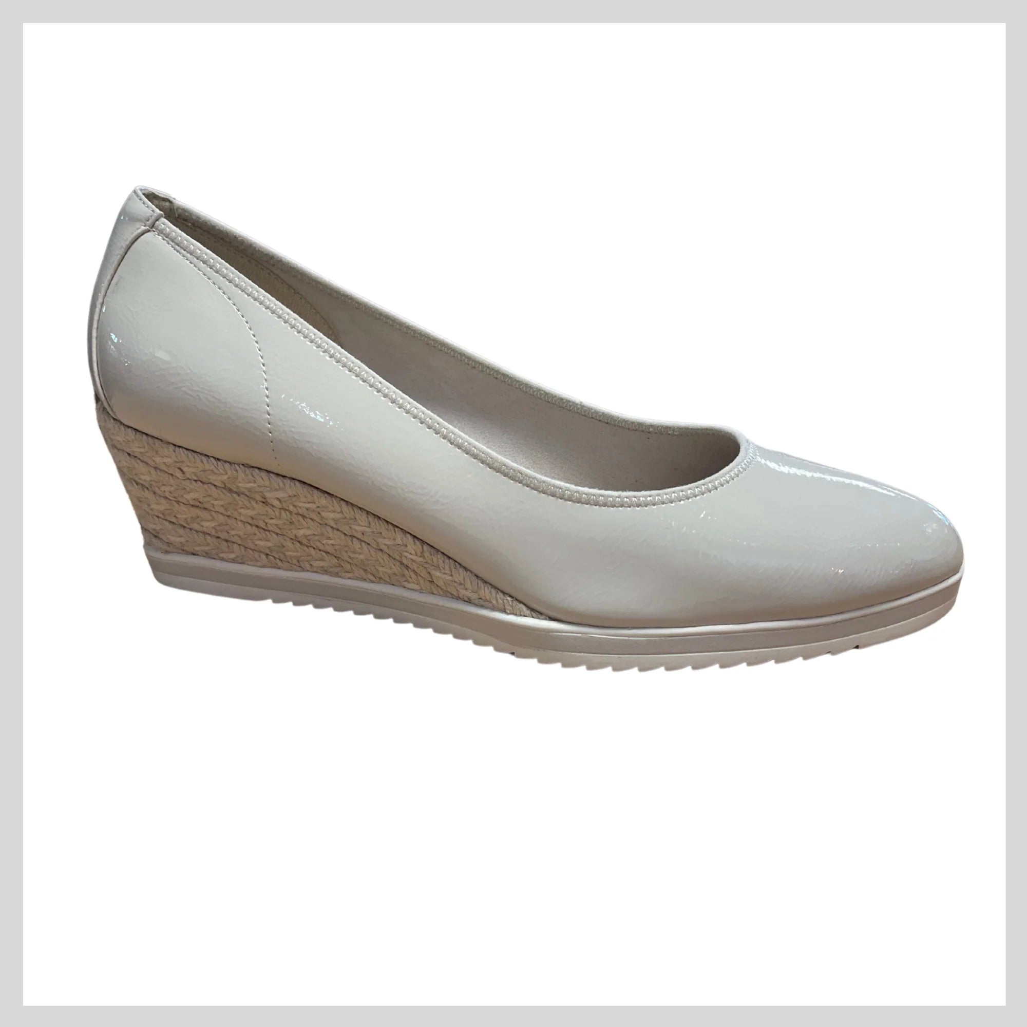 Tamaris Wedge Pump Beige Patent