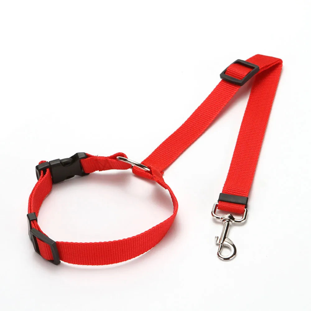 Two-in-one Nylon Adjustable Dogs Harness Collar Pet dog Accessories Pet Car Seat Belt Lead Leash Backseat Safety Belt