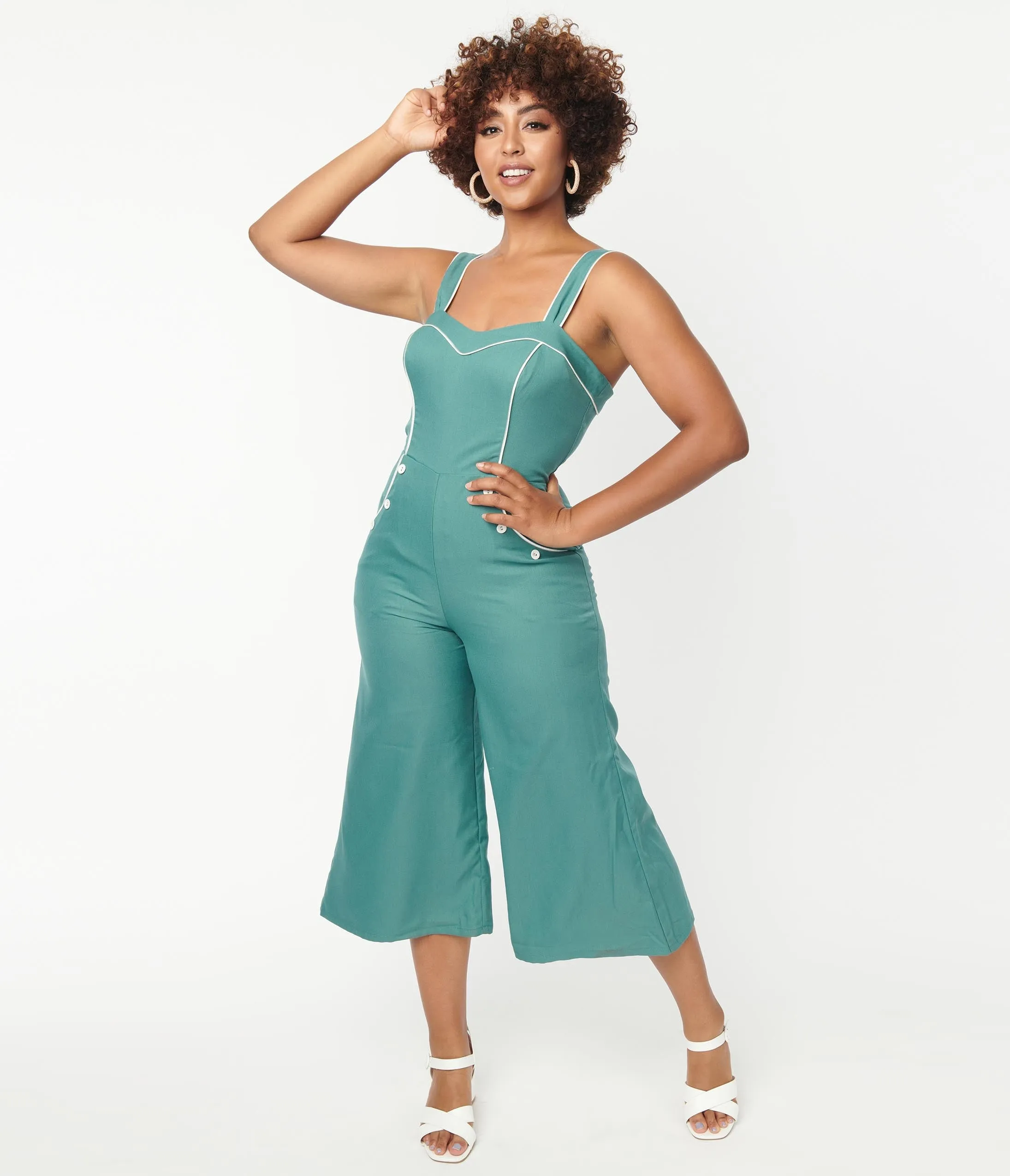 Unique Vintage Seafoam Nautical Retro Ready Jumpsuit