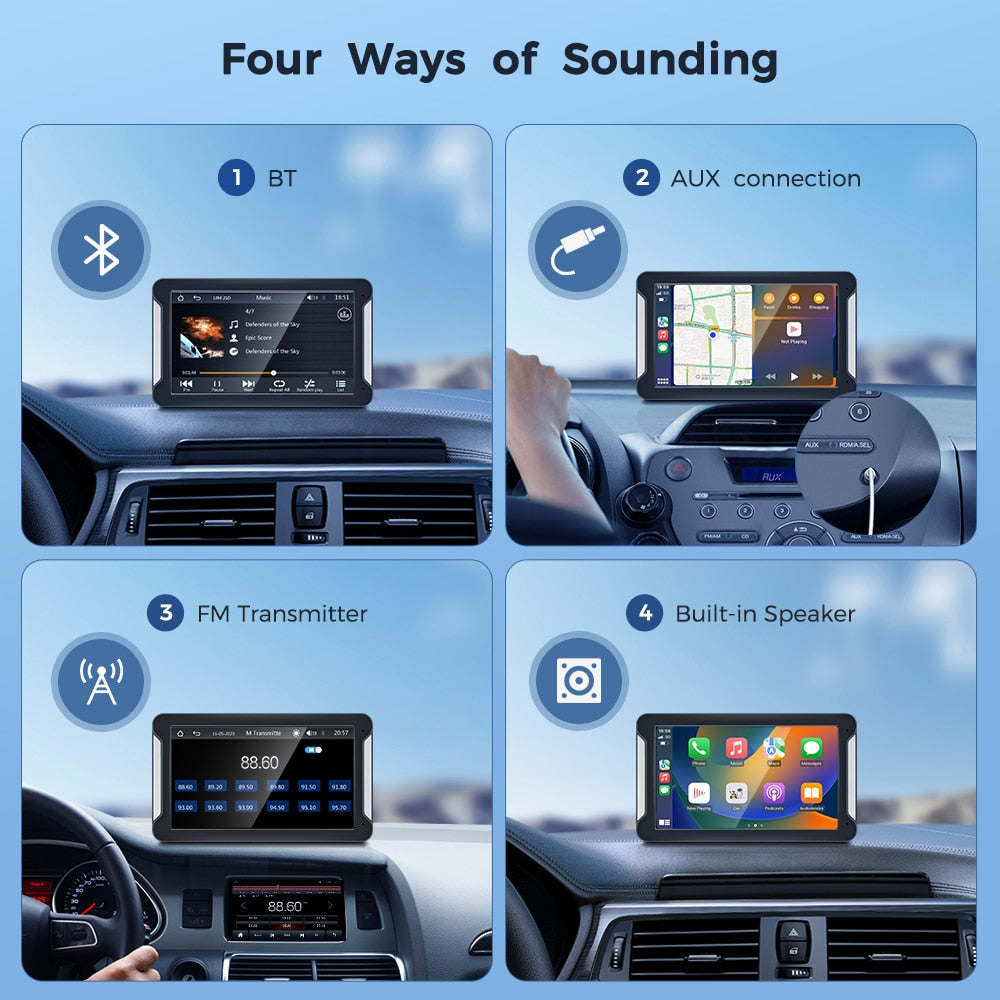 Universal Portable car radio 7inch Multimedia Video Player Wireless CarPlay Android Auto Touch Screen