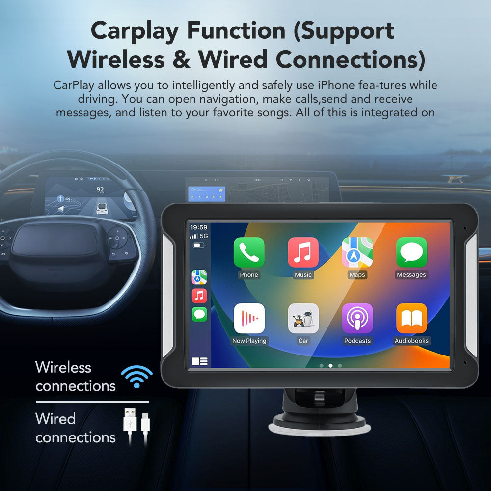 Universal Portable car radio 7inch Multimedia Video Player Wireless CarPlay Android Auto Touch Screen