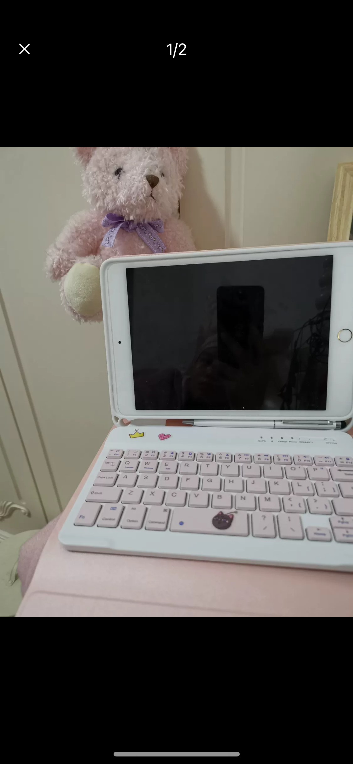 Updated ipad bluetooth keyboard + ipad case (white/Pink)