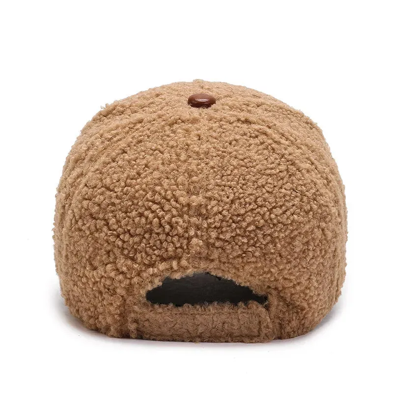 Winter Embroidery Lamb Wool Baseball Cap Teddy Cashmere Warm Cap