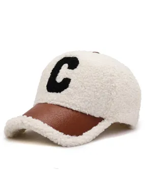 Winter Embroidery Lamb Wool Baseball Cap Teddy Cashmere Warm Cap