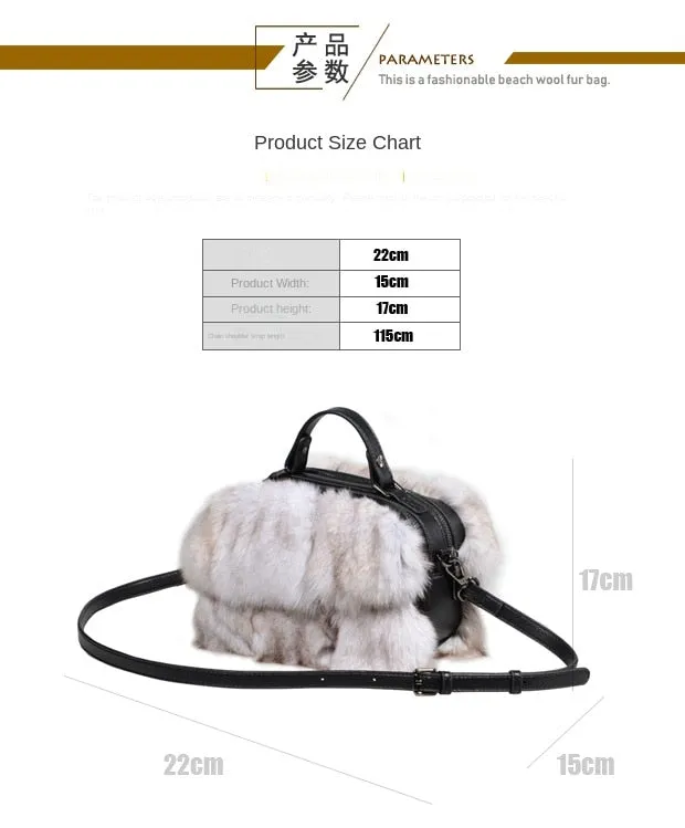 Winter Fashion Fox Fur Bag Women's Fur Shoulder Crossbody Plush Trend Textured Leather Handbag