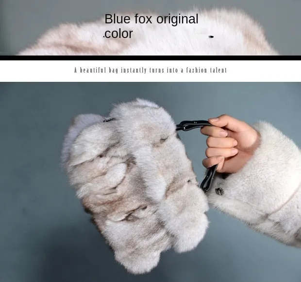 Winter Fashion Fox Fur Bag Women's Fur Shoulder Crossbody Plush Trend Textured Leather Handbag