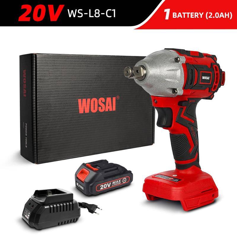 WOSAI 20V Cordless Brushless Electric Wrench Impact Wrench Socket Wrench 320N.m 4.0AH Li Battery