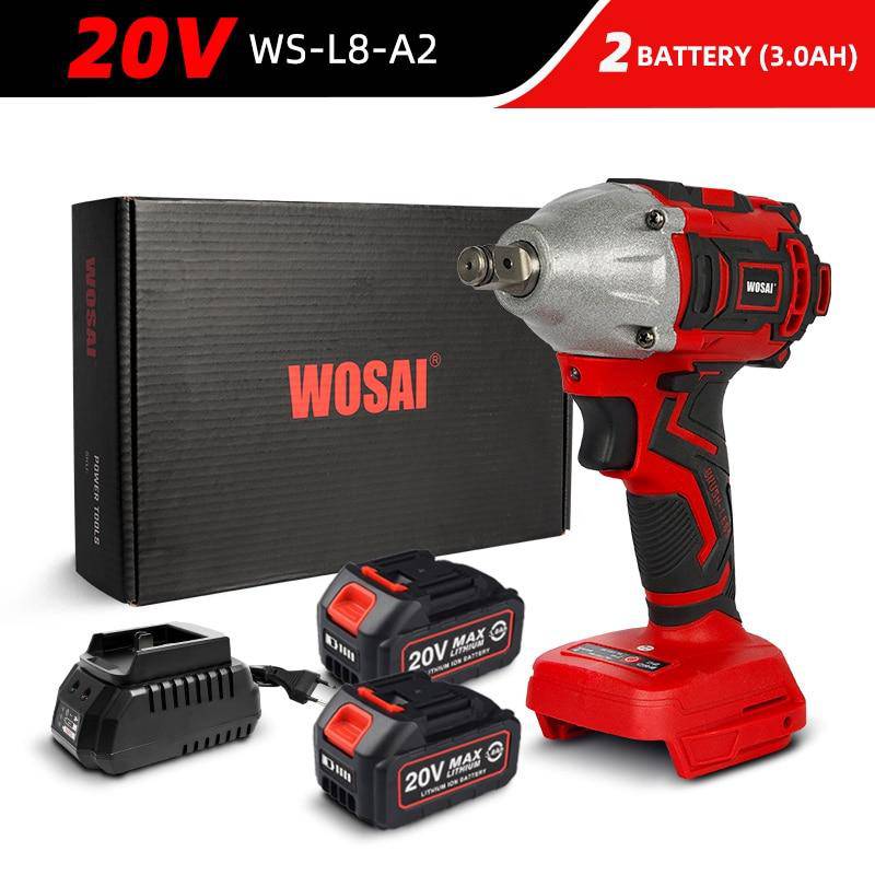 WOSAI 20V Cordless Brushless Electric Wrench Impact Wrench Socket Wrench 320N.m 4.0AH Li Battery